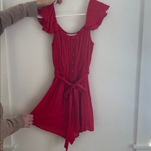Lined Romper Red